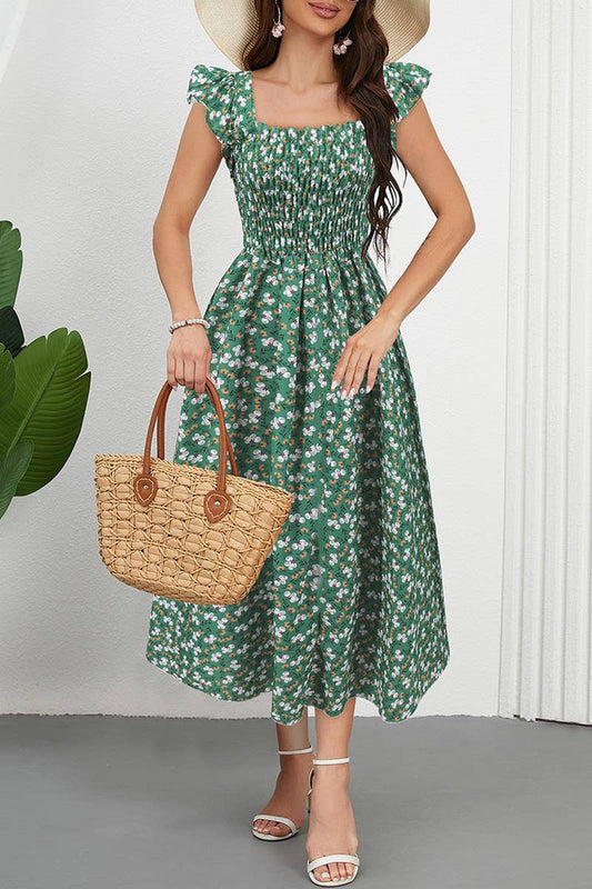 CWDMD6205_FLORAL FLUTTER SLEEVE SQUARE NECK MAXI DRESS