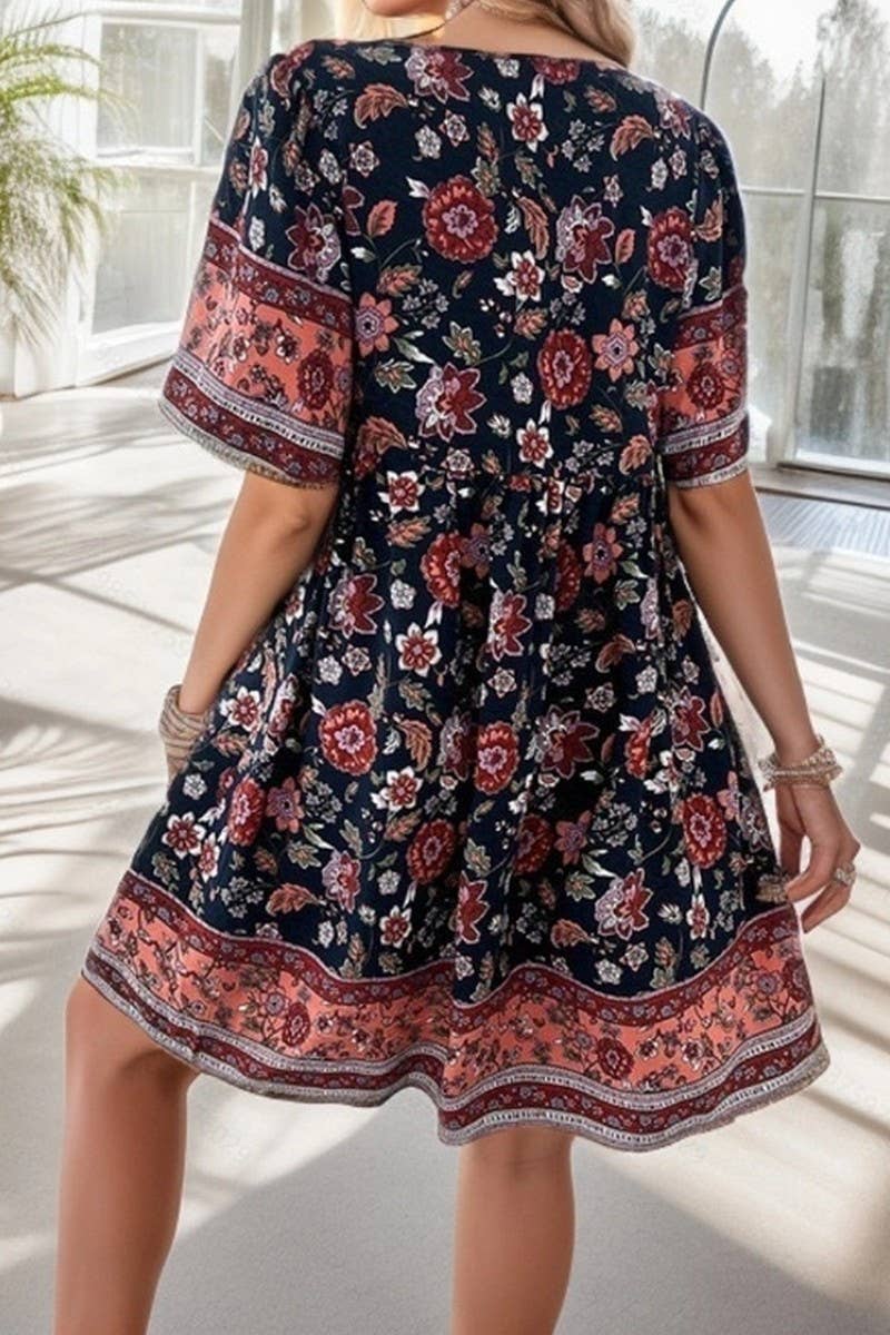 CWDSD8230_SPRING AND SUMMER LEISURE RESORT PRINT DRESS
