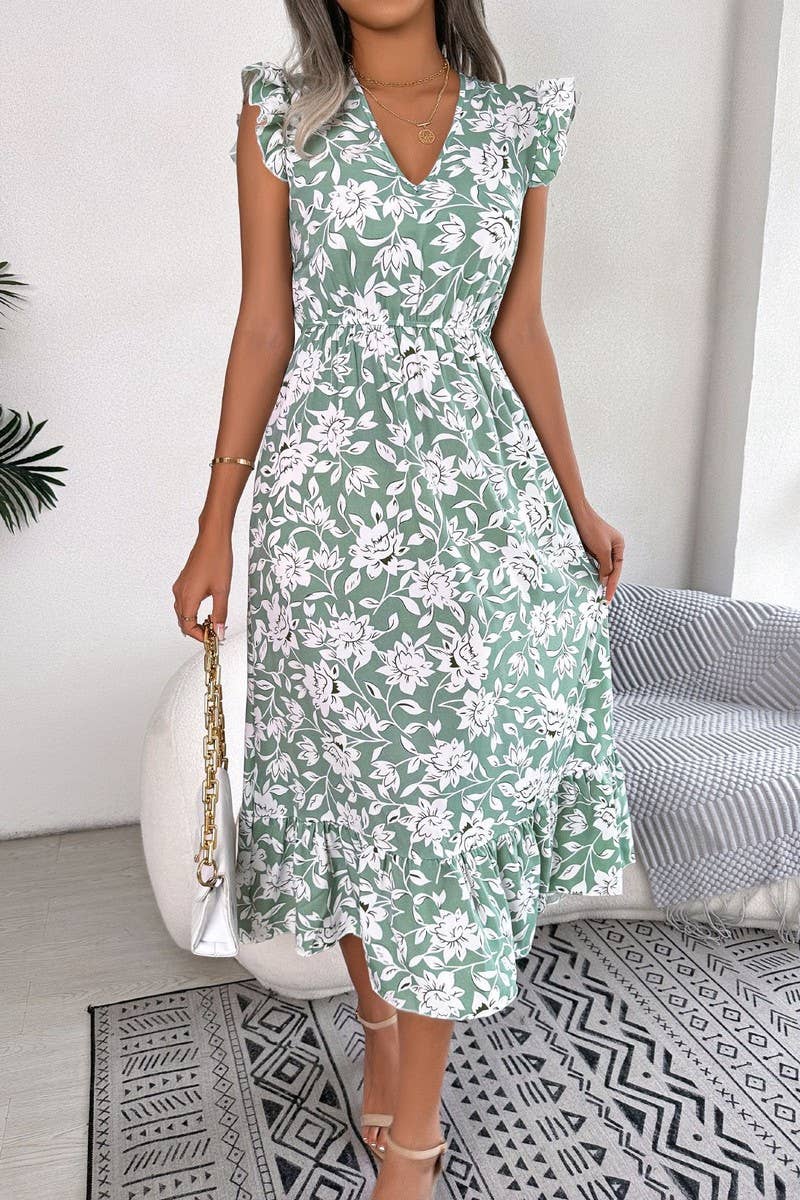 LEISURE FLOWER WAIST HOLIDAY DRESS_CWDSD2521