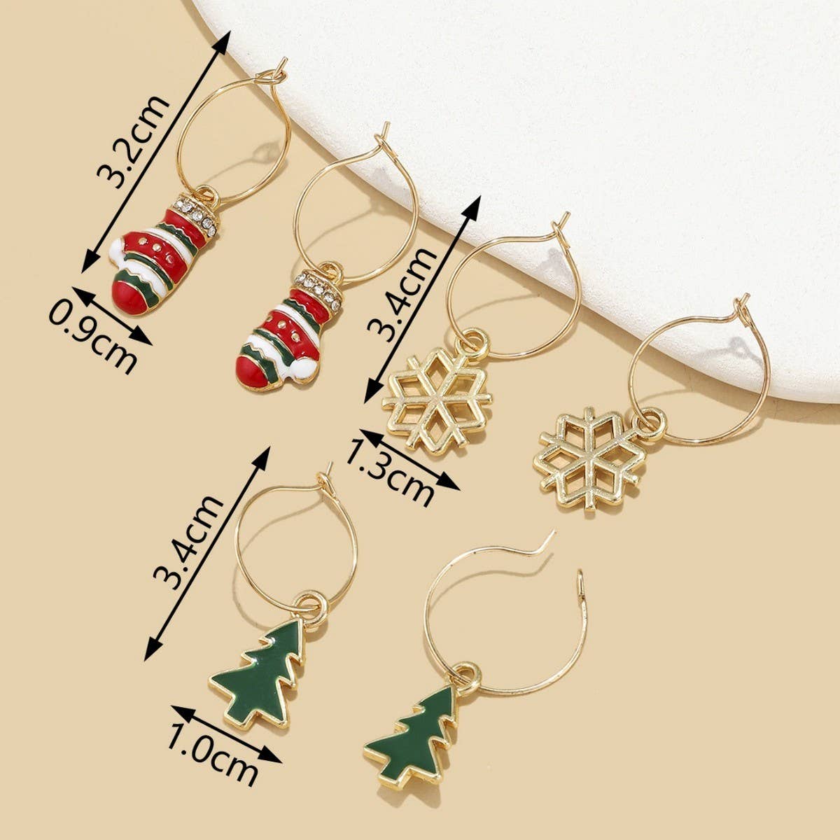 CHRISTMAS PATTERN HOOP AND DROP EARRING SET