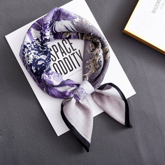 CWASC2400_COLORBLOCK LANDSCAPE RETRO ARTISTIC SILK SCARF