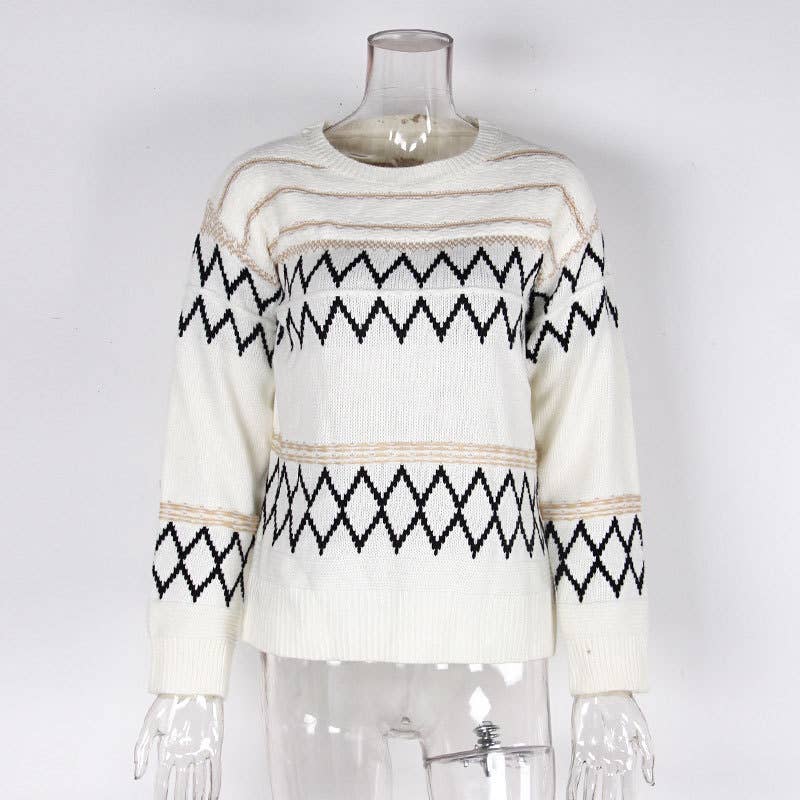 VINTAGE ARGYLE JACQUARD CREW NECK JUMPER