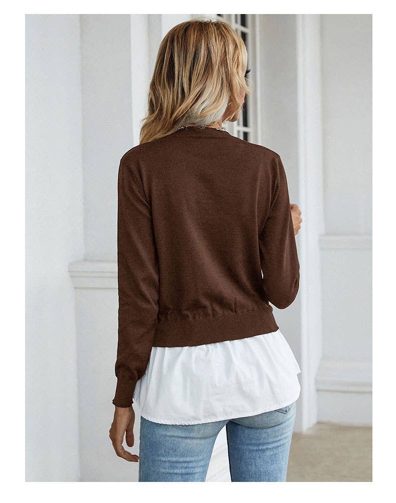 Fashionable shirt patchwork fake two-piece top