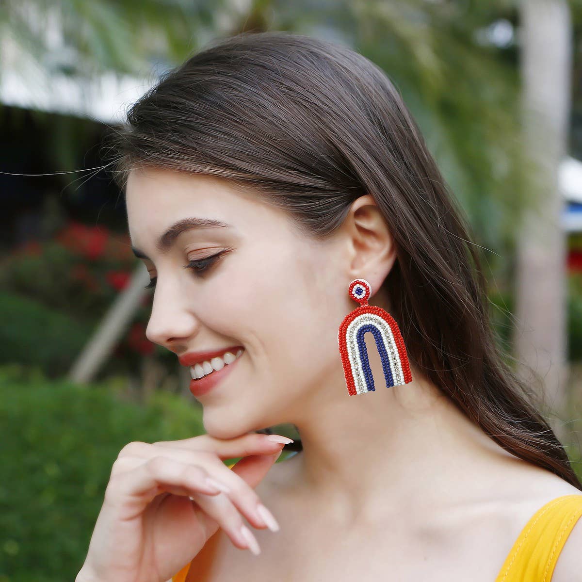 VINTAGE AMERICAN FLAG HANDWOVEN EARRINGS