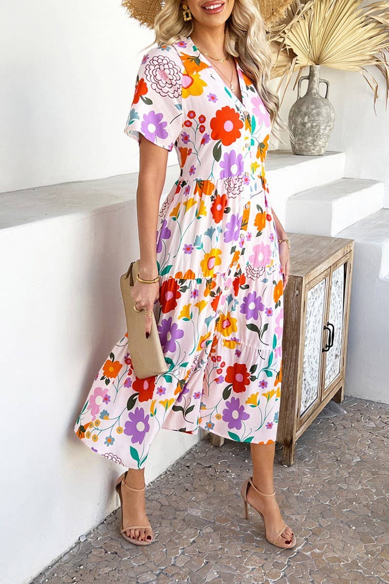 CWDMD5374_CASUAL HOLIDAY HIGH WAIST GEOMETRIC CONTRAST DRESS