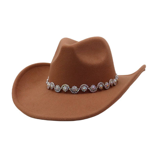Western Ethnic  Felt Cowboy Fedora Hat_CWAH04373