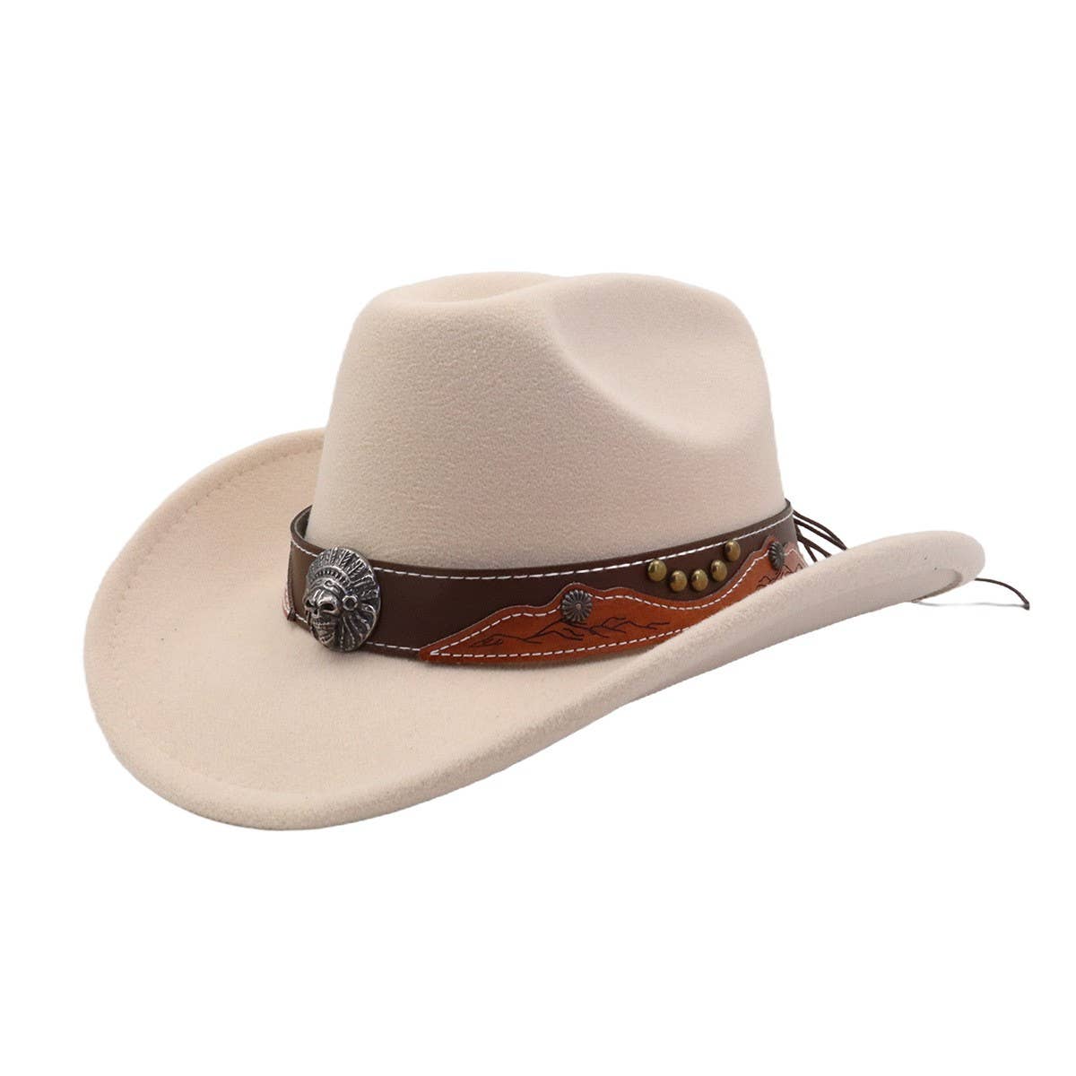 New Ethnic Style Wool Fedora Cowboy Jazz Hat_CWAH04497