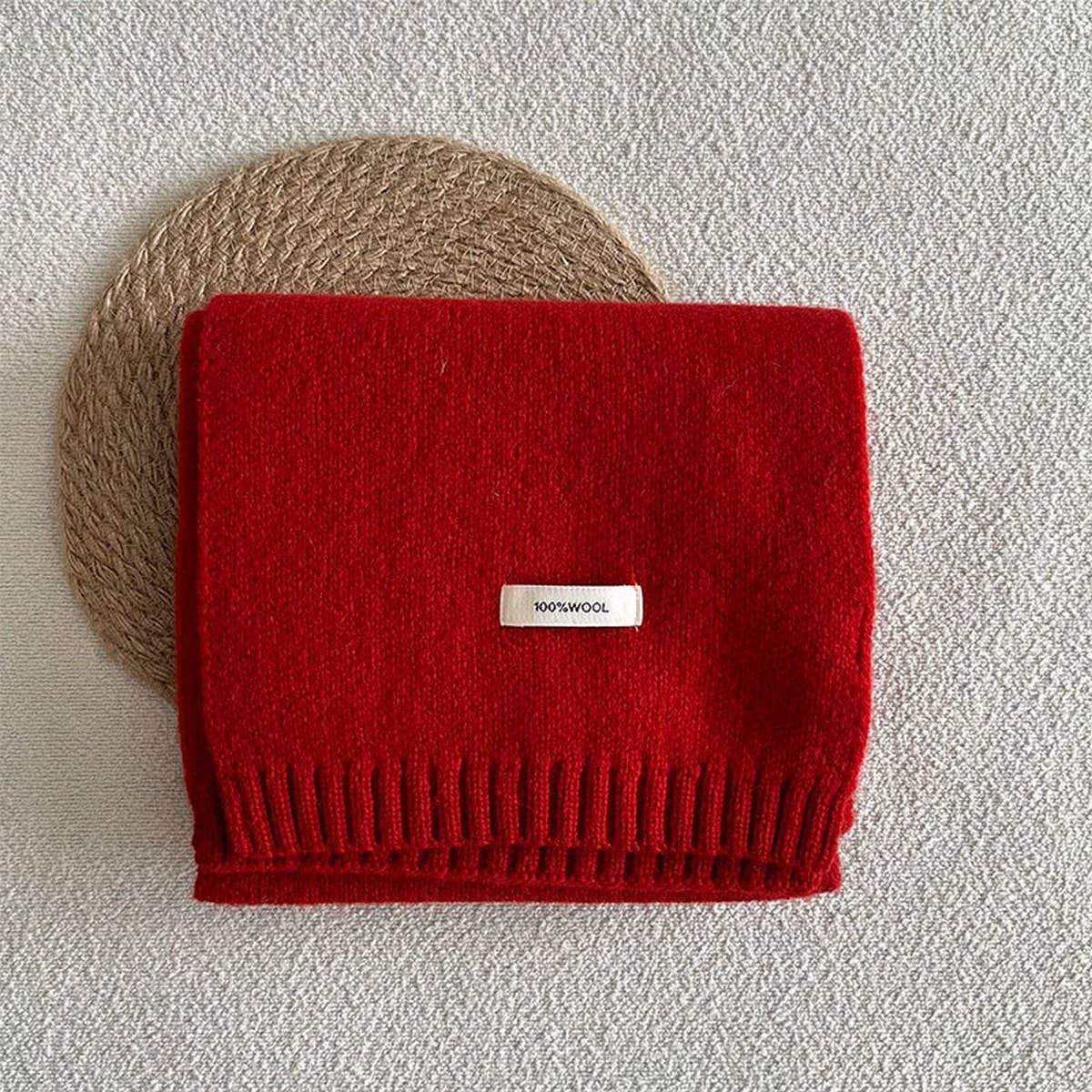 Basic 100% Wool Solid Knit Scarf Soft Warm Unisex_CWASC2288