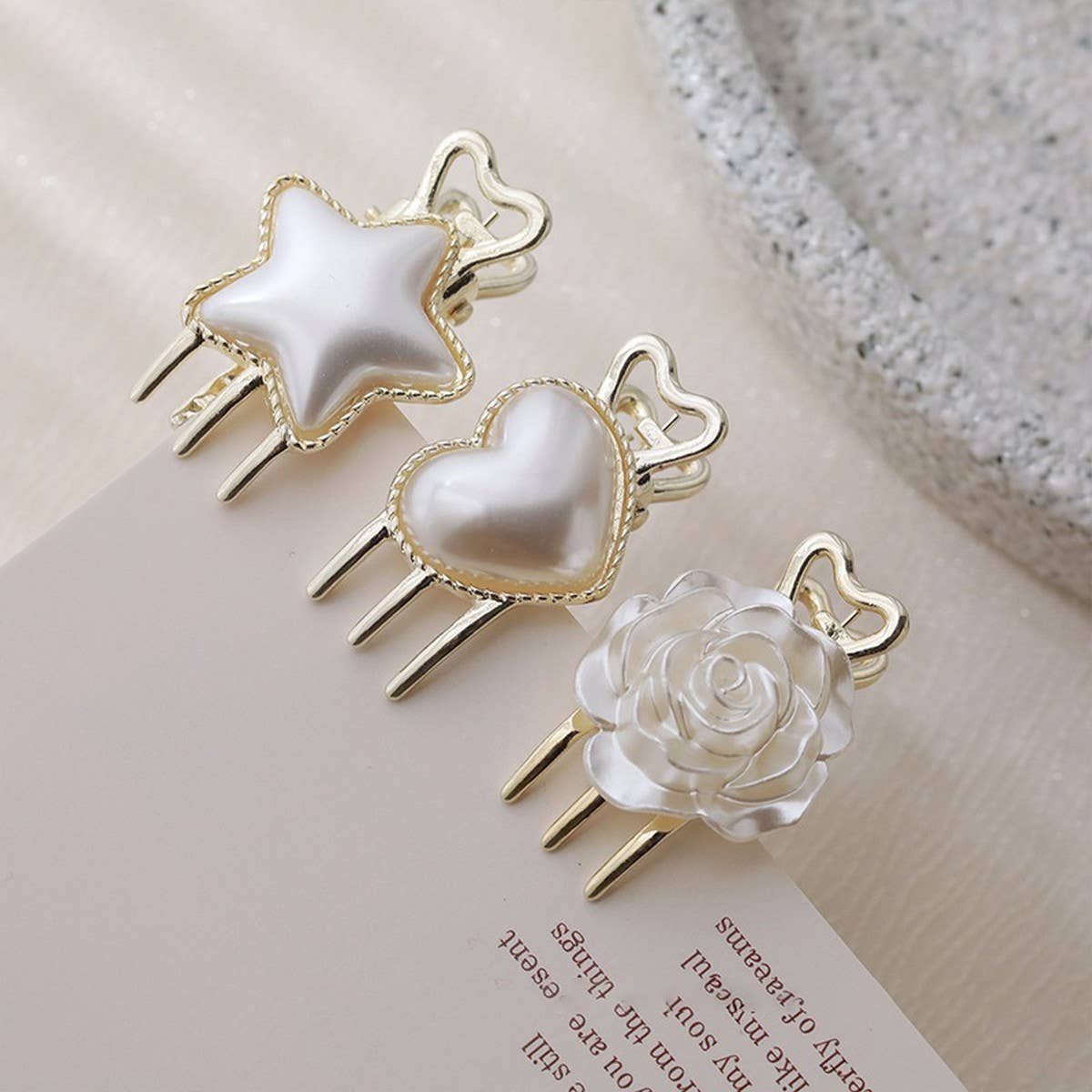 METAL PEARL HAIRPIN BANGS CLIP DUCKBILL CLIP
