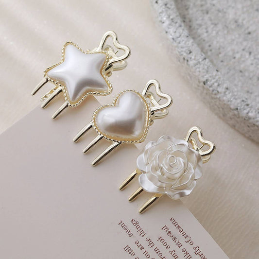 METAL PEARL HAIRPIN BANGS CLIP DUCKBILL CLIP