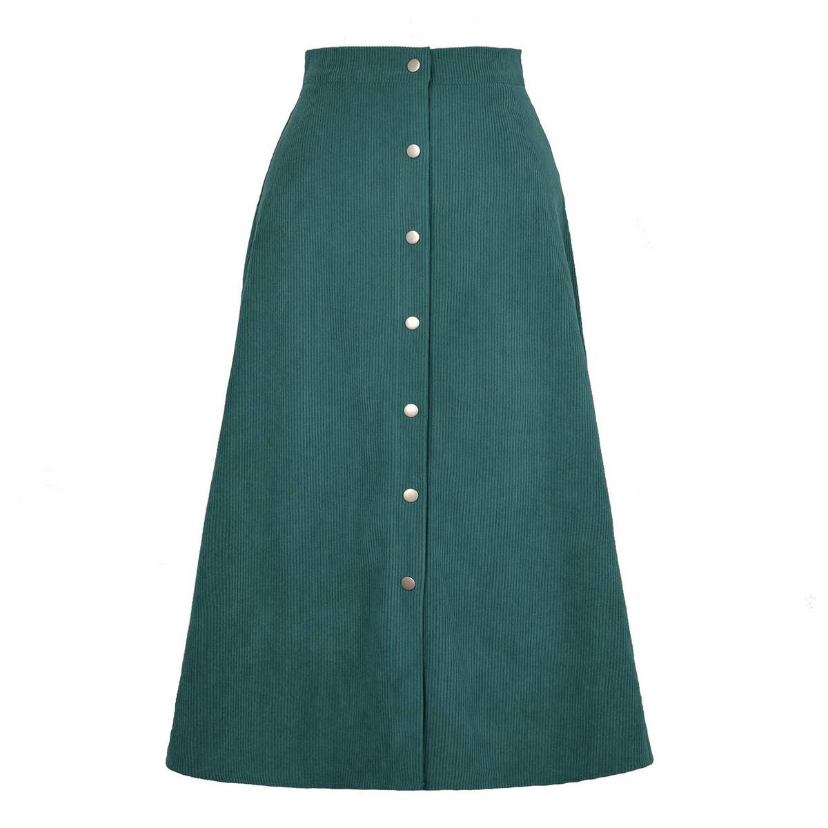 CORDUROY SKIRT SINGLE BREASTED HIGH WAISTLONGSKIRT