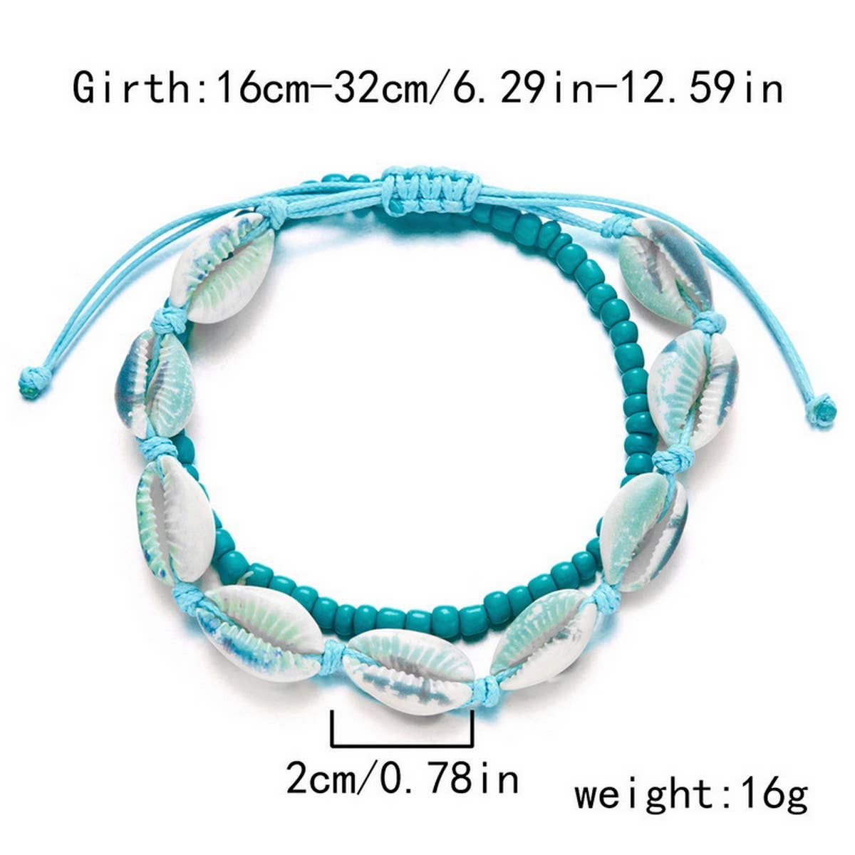 HAND-WOVEN BEACH COLORED SHELL RICE BEAD BRACELET