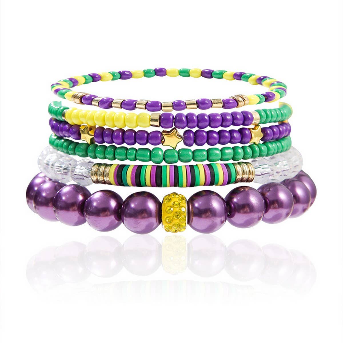 SOFT CERAMIC RICE BEAD STACKING BRACELET SET_CWMM3526