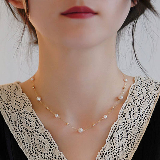 Natural freshwater pearl starry sky necklace