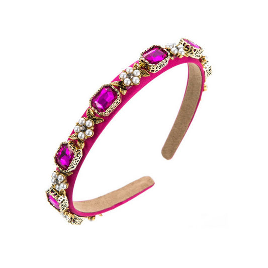 RETRO SIMPLE DIAMOND PEARL HEADBAND_CWAHA1980