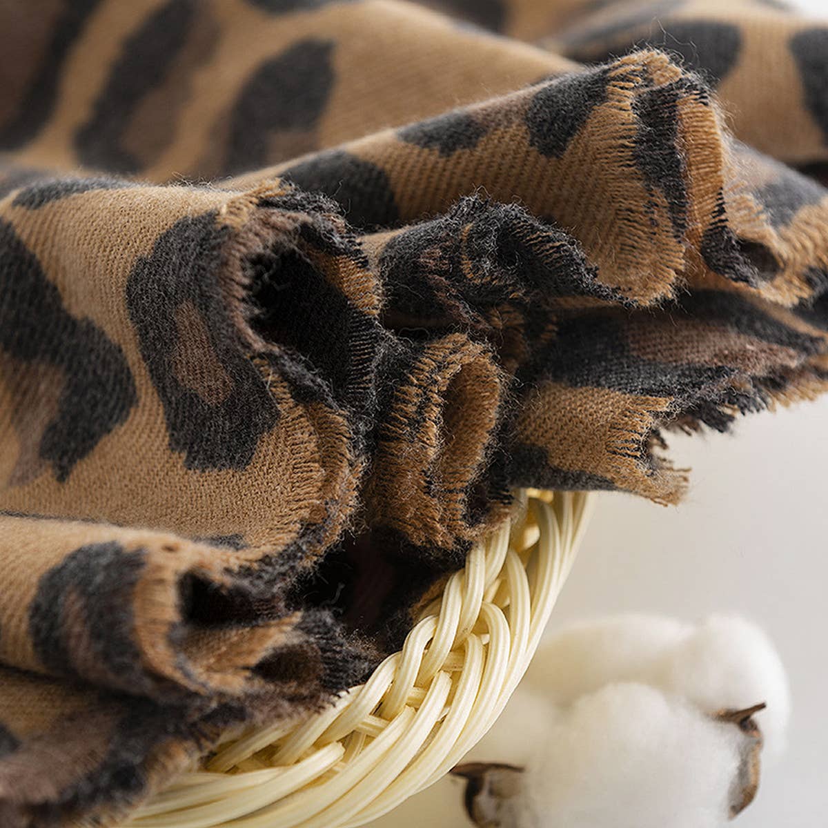 Leopard Print Scarf - Soft Tassel Wrap for Women