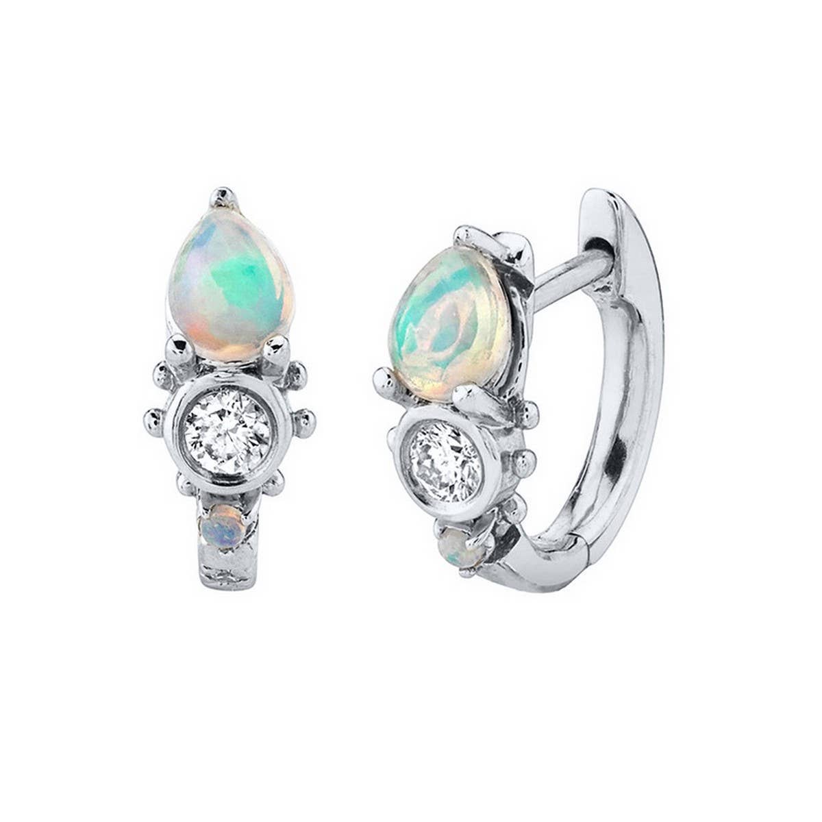 DROP-SHAPED OPAL AND DIAMOND EARRINGS