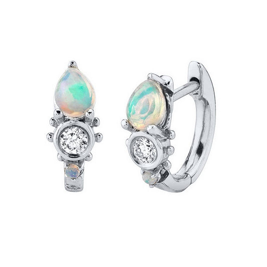 DROP-SHAPED OPAL AND DIAMOND EARRINGS