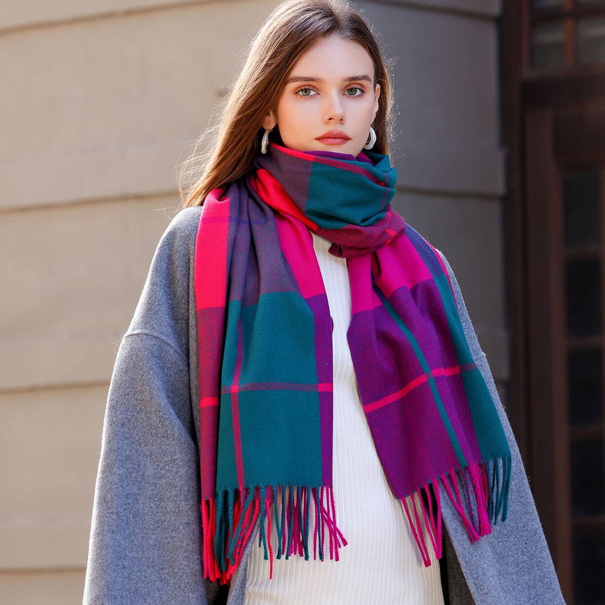 Dopamine color matching cashmere scarf - warm