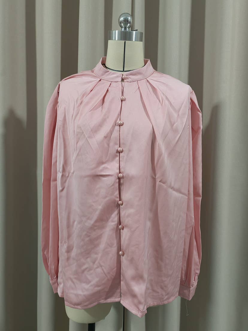 Solid-color long-sleeved single-breasted shirt