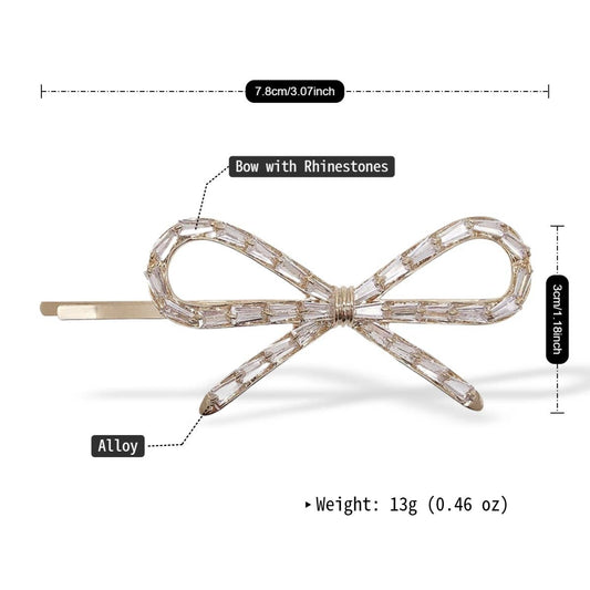 Rhinestone Bow Hair Pin for Girls or Ladies
