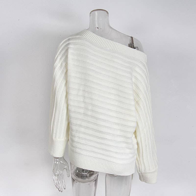 Three-dimensional stripe one-neck sweater