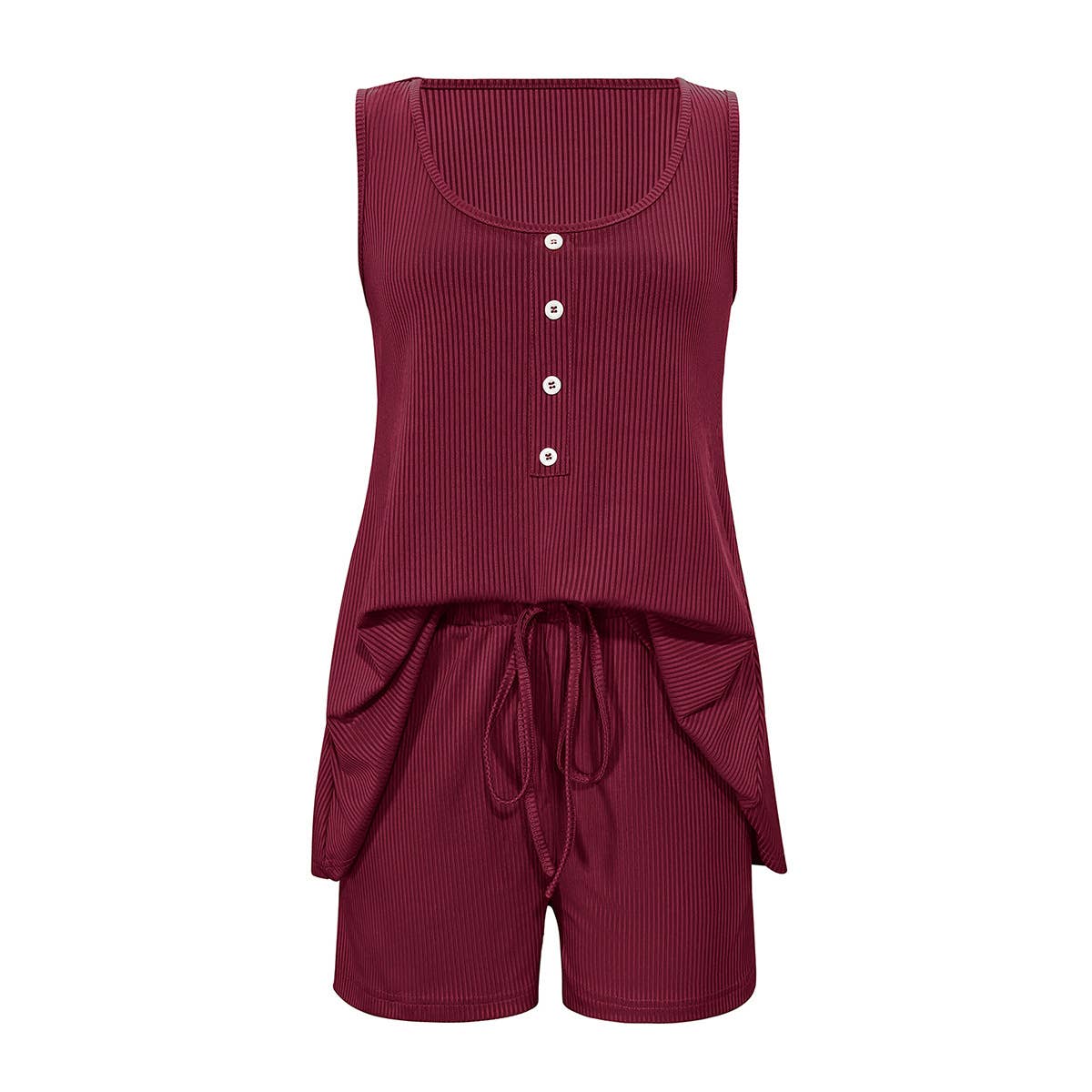 Loose solid-color half-breasted top shorts set