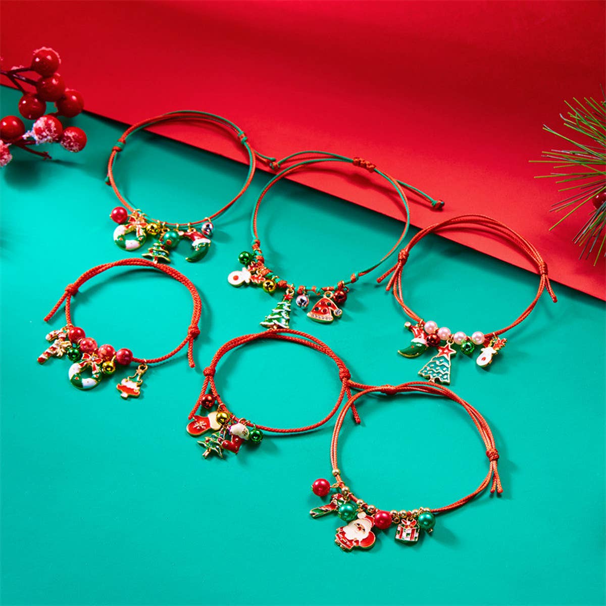 HANDMADE WOVEN CHRISTMAS TREE MOOSE BRACELET