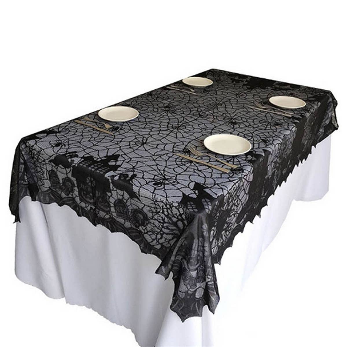 HALLOWEEN BLACK LACE TABLECLOTH