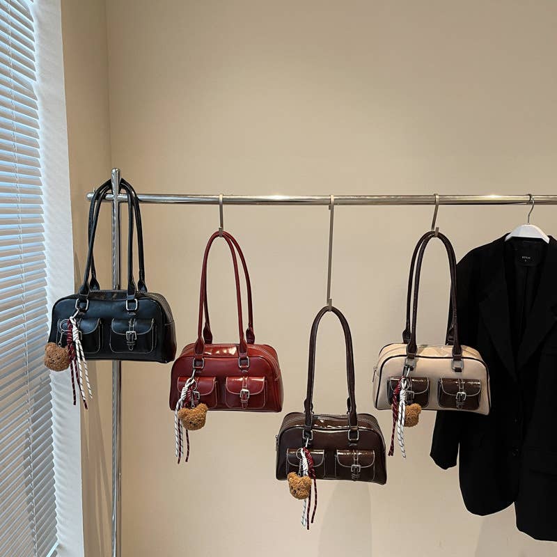 Fashionable color-blocking single-shoulder bag