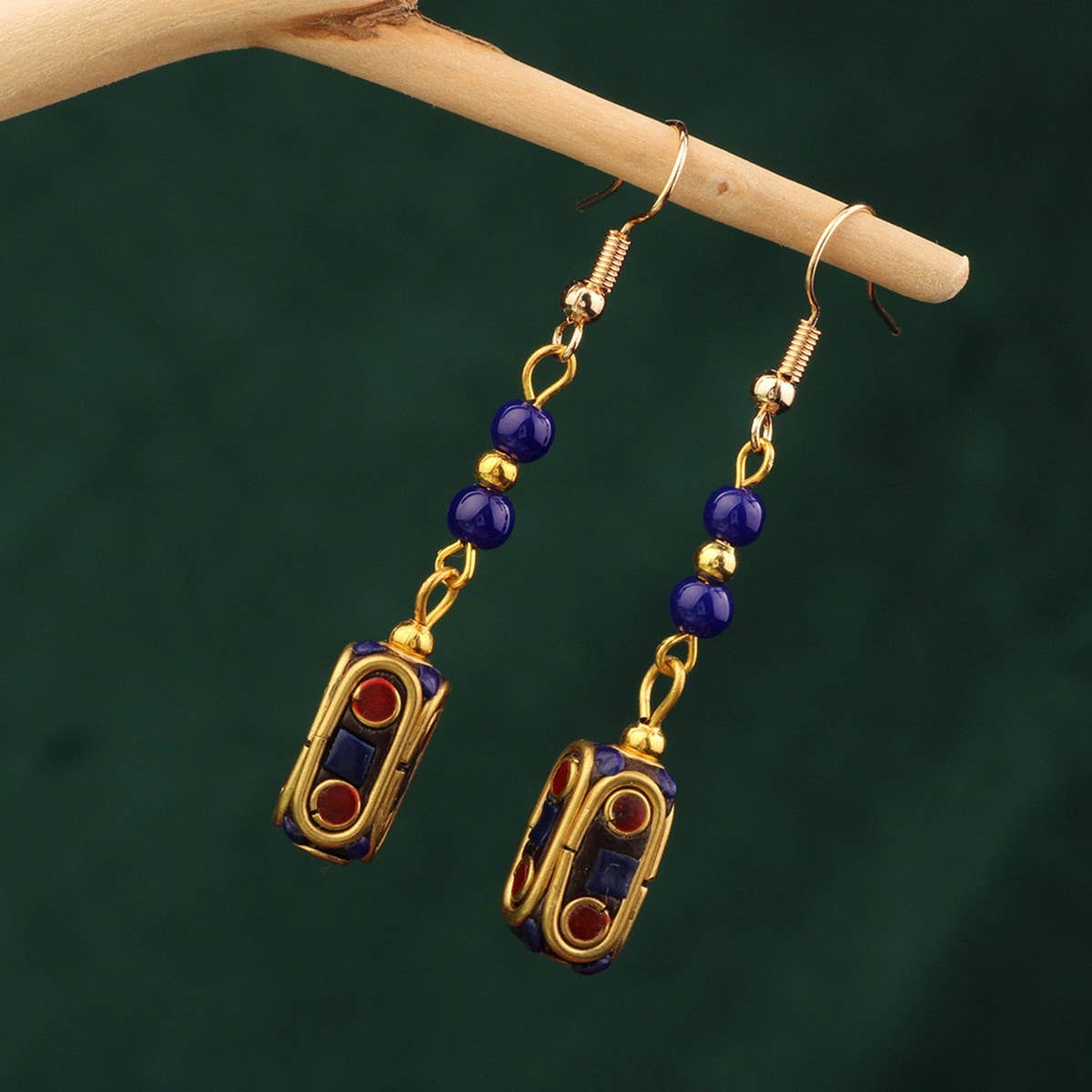 NEW NEPALESE INLAID ETHNIC GEOMETRIC EARRINGS