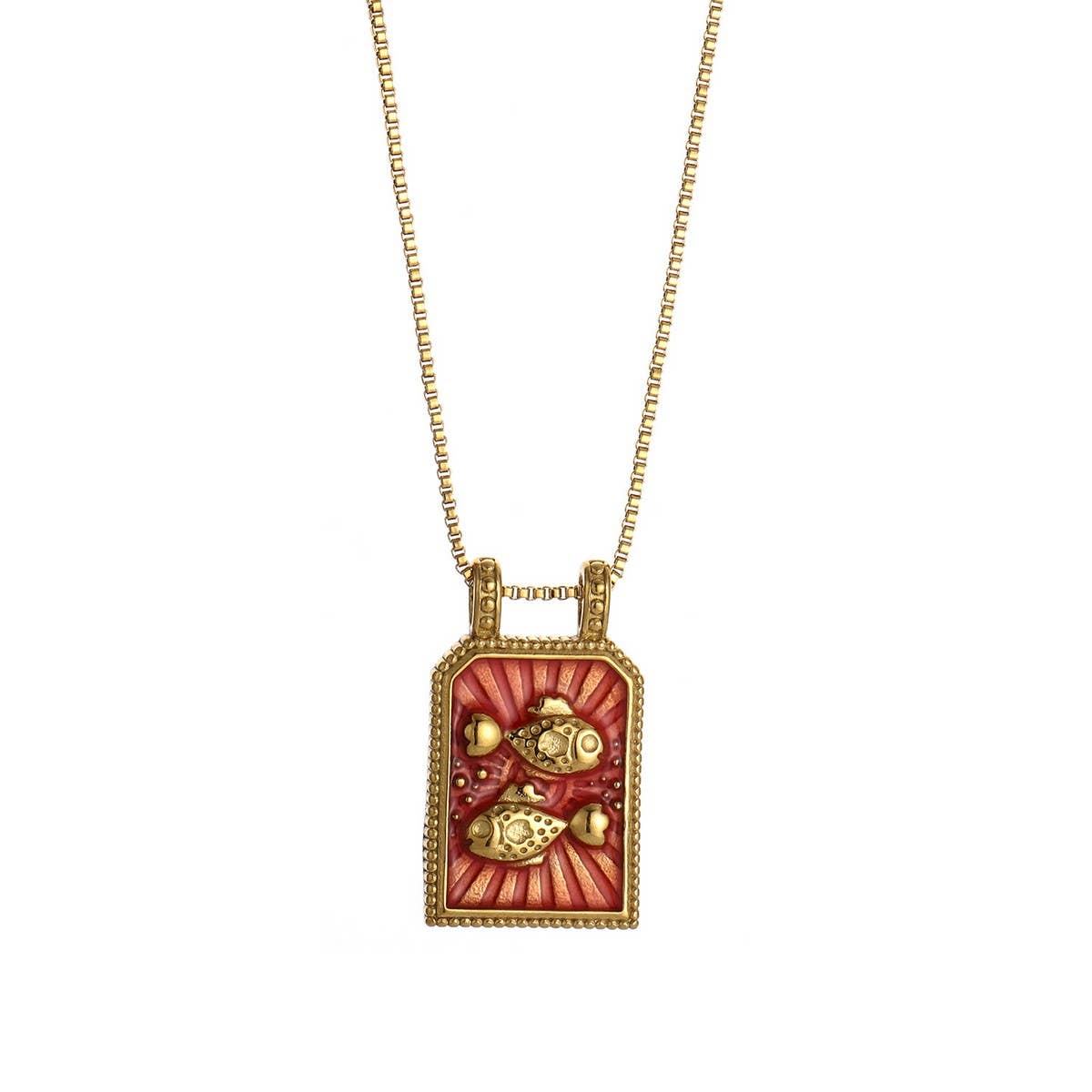 Vintage Square Zodiac Necklace with Enamel