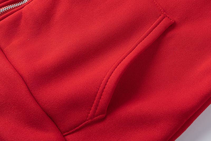 SPIDER WEB HEART ZIPPER FLEECE HOODED CARDIGAN