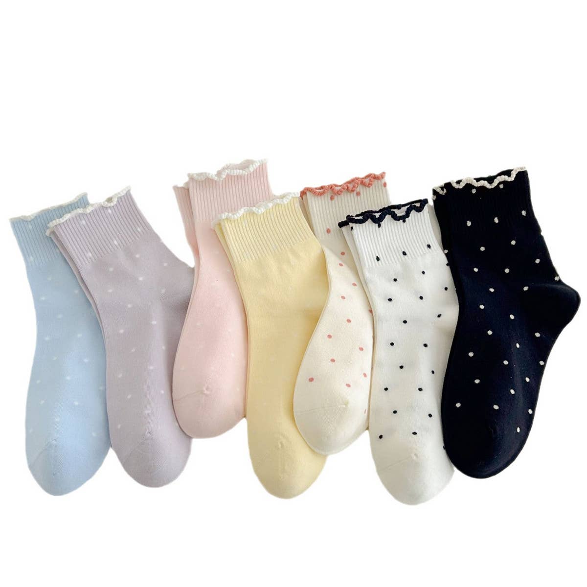 ALL-MATCH NEW POLKA DOT MID-CALF SOCKS_CWMS0953