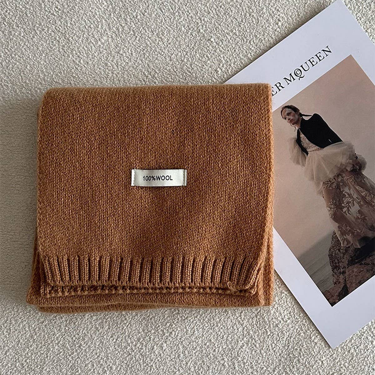 100% Wool Aurora Blue Knit Scarf - Soft & Warm_CWASC2285