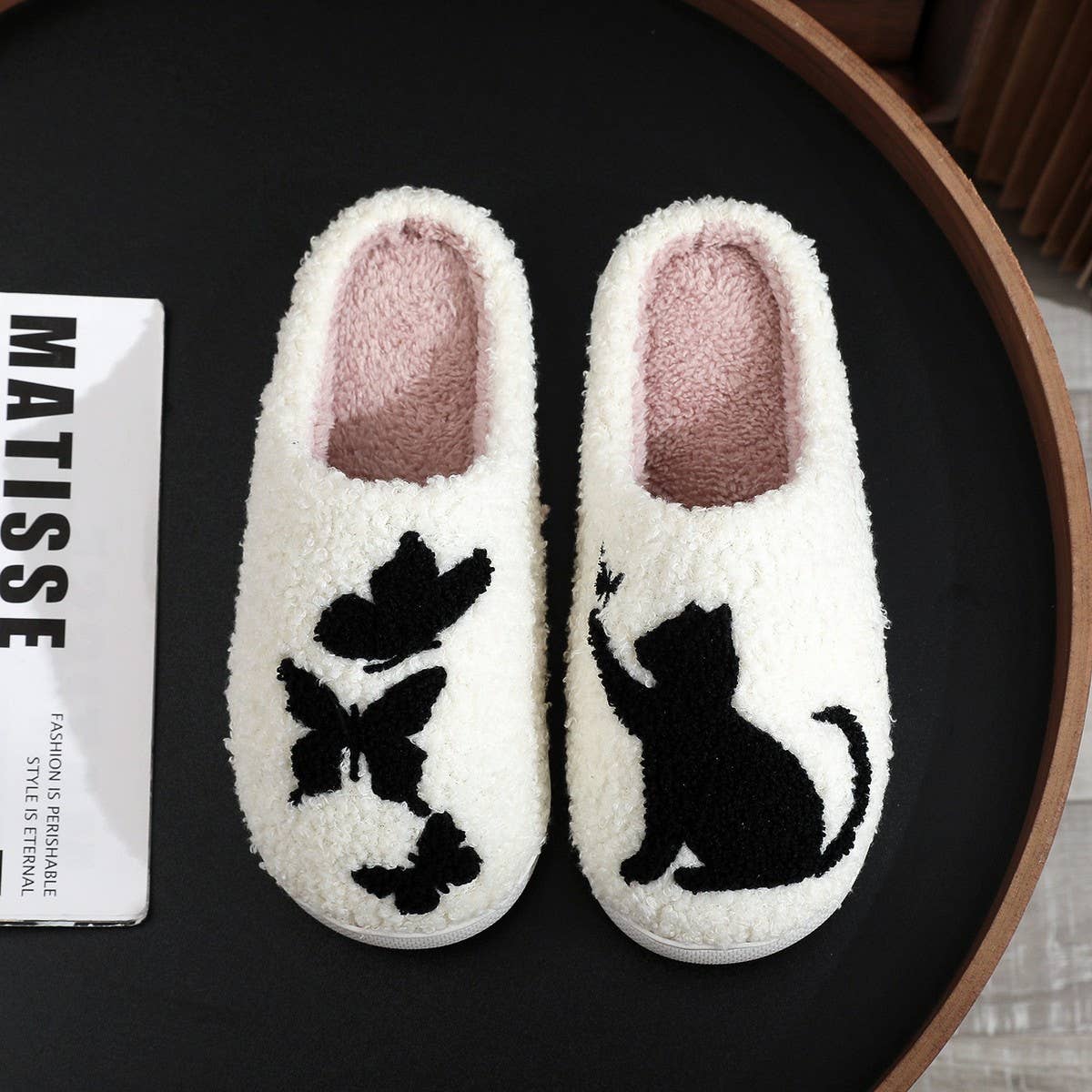 WINTER PET CAT BUTTERFLY EMBROIDERY COTTON SLIPPER