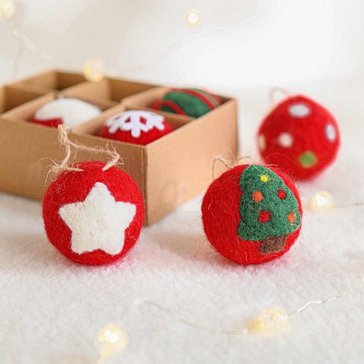 Wool Felt Snowflake Balls Xmas Tree Decor Set_CWMM9784