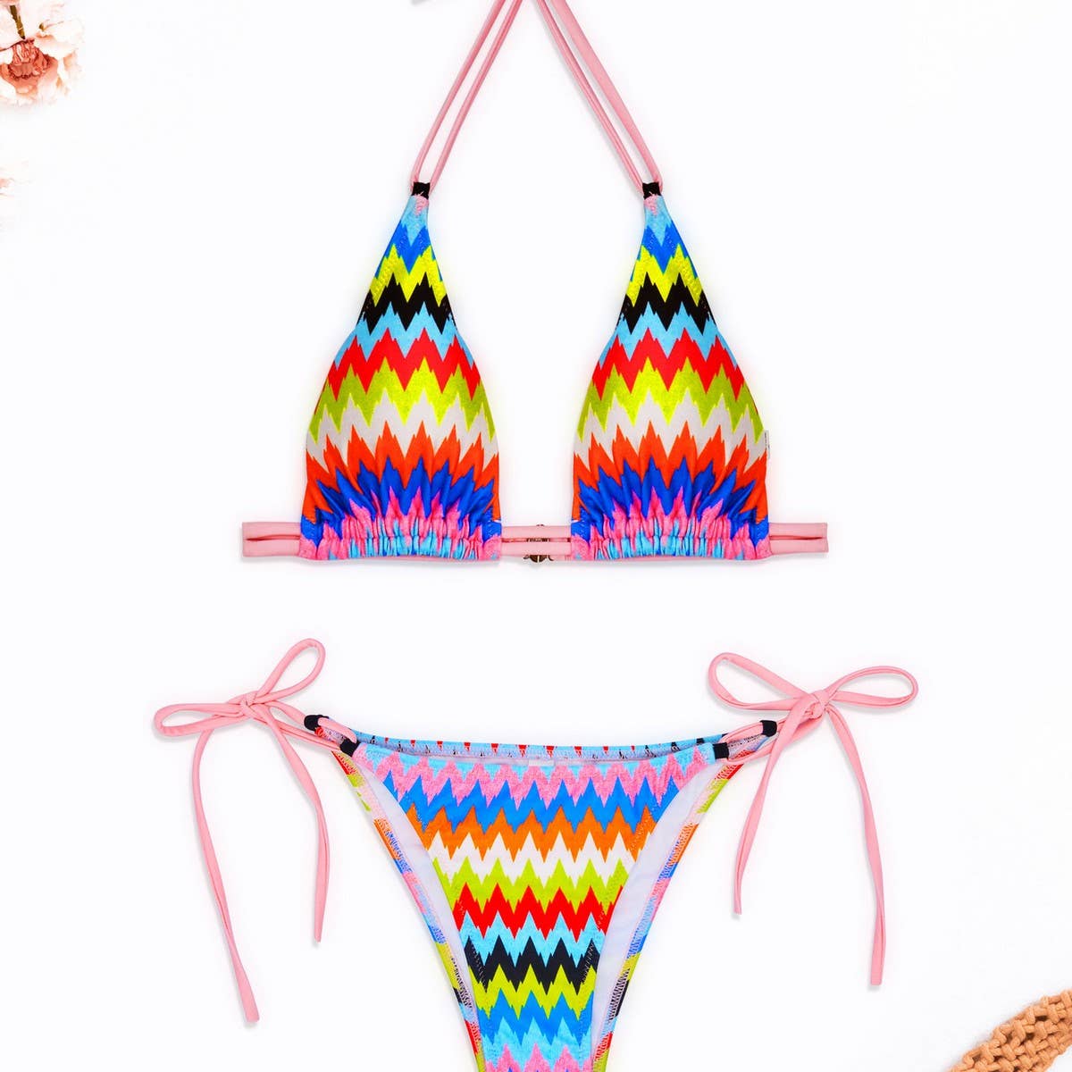WAVE PRINT BIKINI TWO-PIECE SWIMSUIT WOMEN