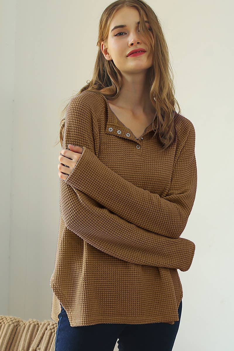 WOMEN SOLID KNIT SHIRT_CWTTL1418