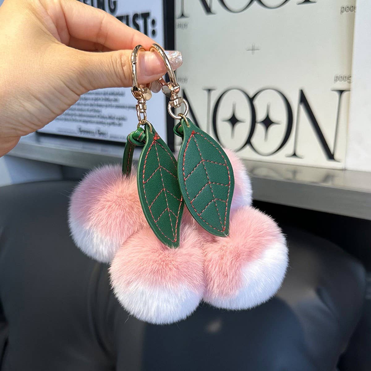 CUTE FUR LITTLE LYCHEE CAR KEYCHAIN BAG PENDANT