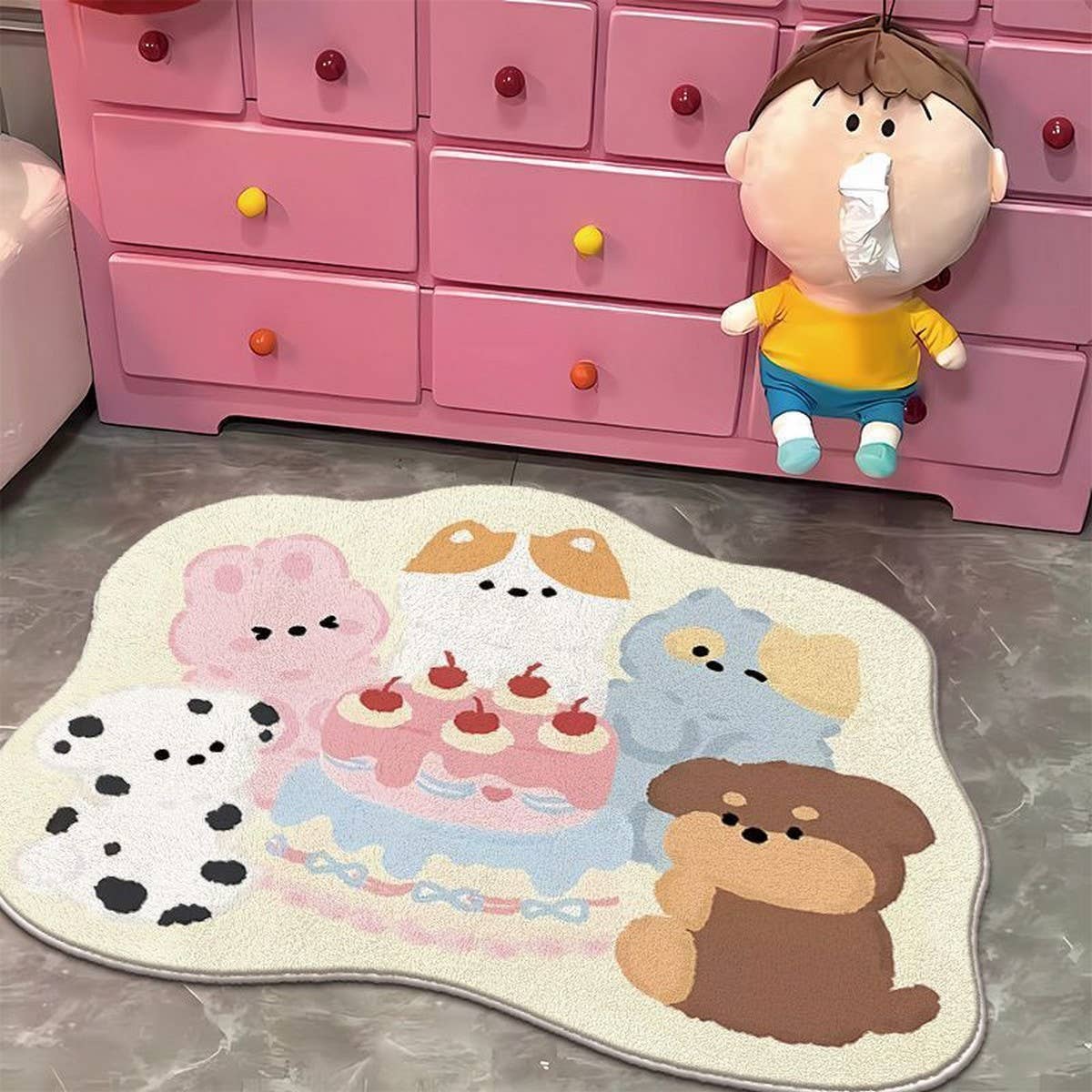 Cute Cake Fleece Rug, Bedroom Bathroom Mat