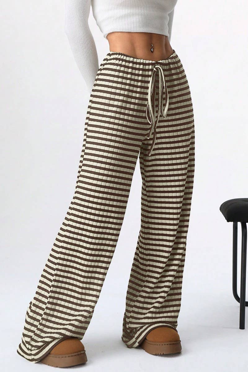 CWBLP1370_STRIPED ELASTIC DRAWSTRING STRAIGHT LEG PANTS