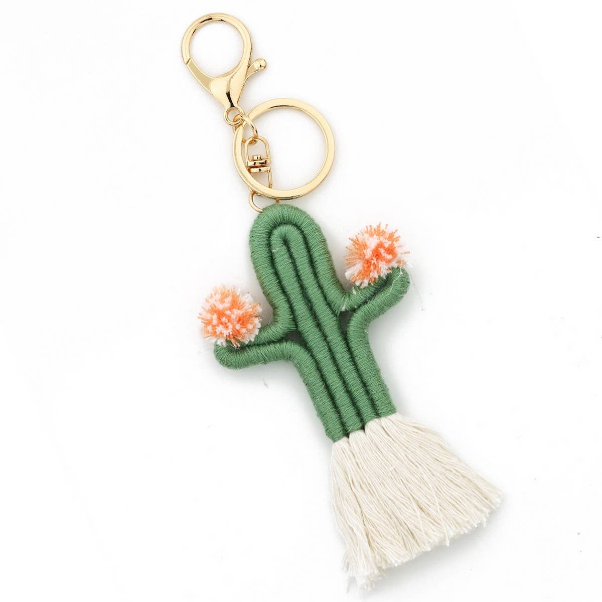 Handmade Cactus Keychain Colorful Cotton Rope_CWAB5025