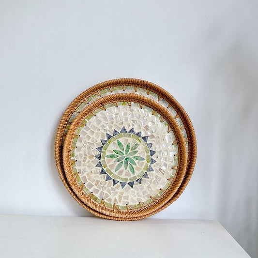 RATTAN SHELL STORAGE BASKET TRAY 2-PIECE SET_CWMM4540