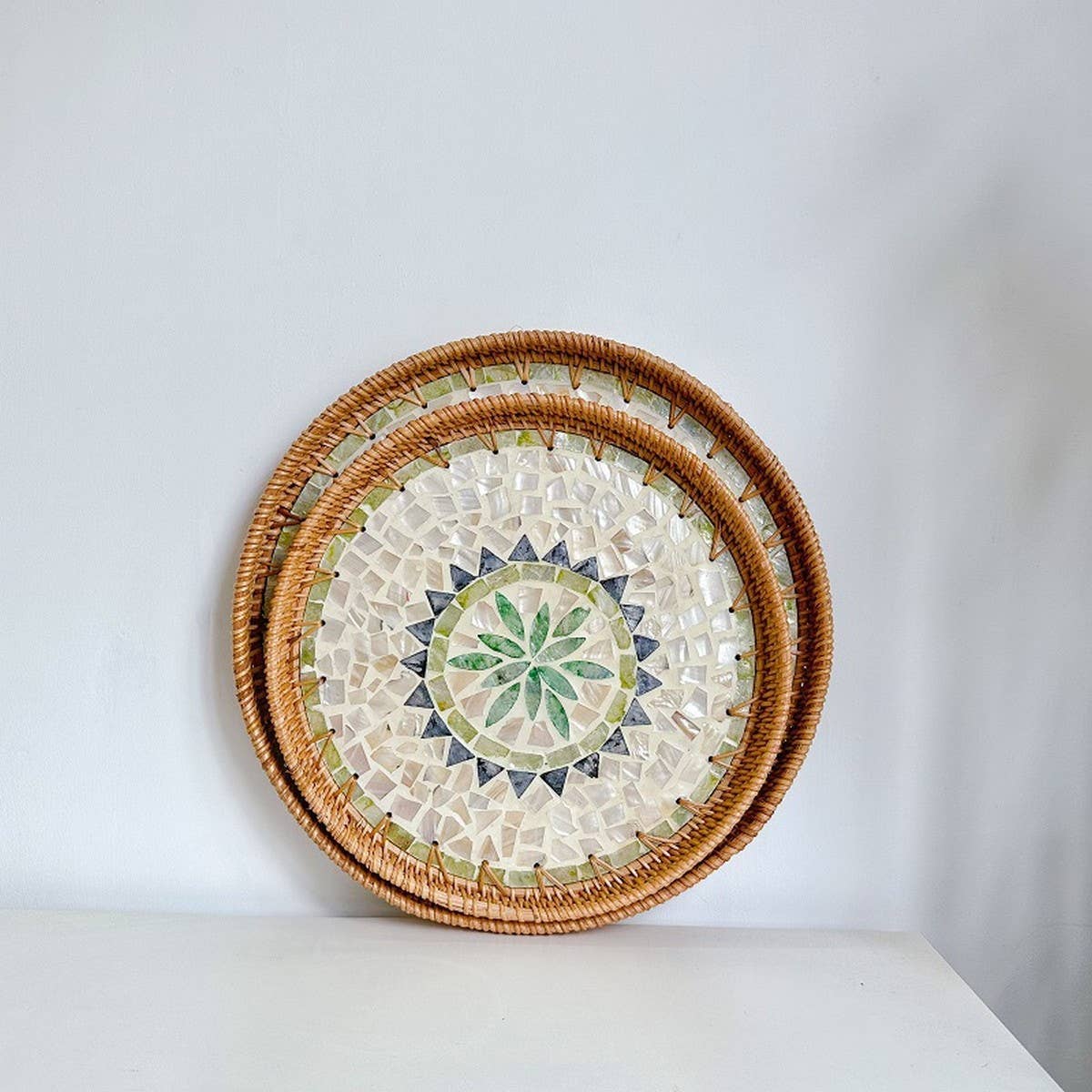 RATTAN SHELL BASKET STORAGE BASKET TRAY_CWMM4541