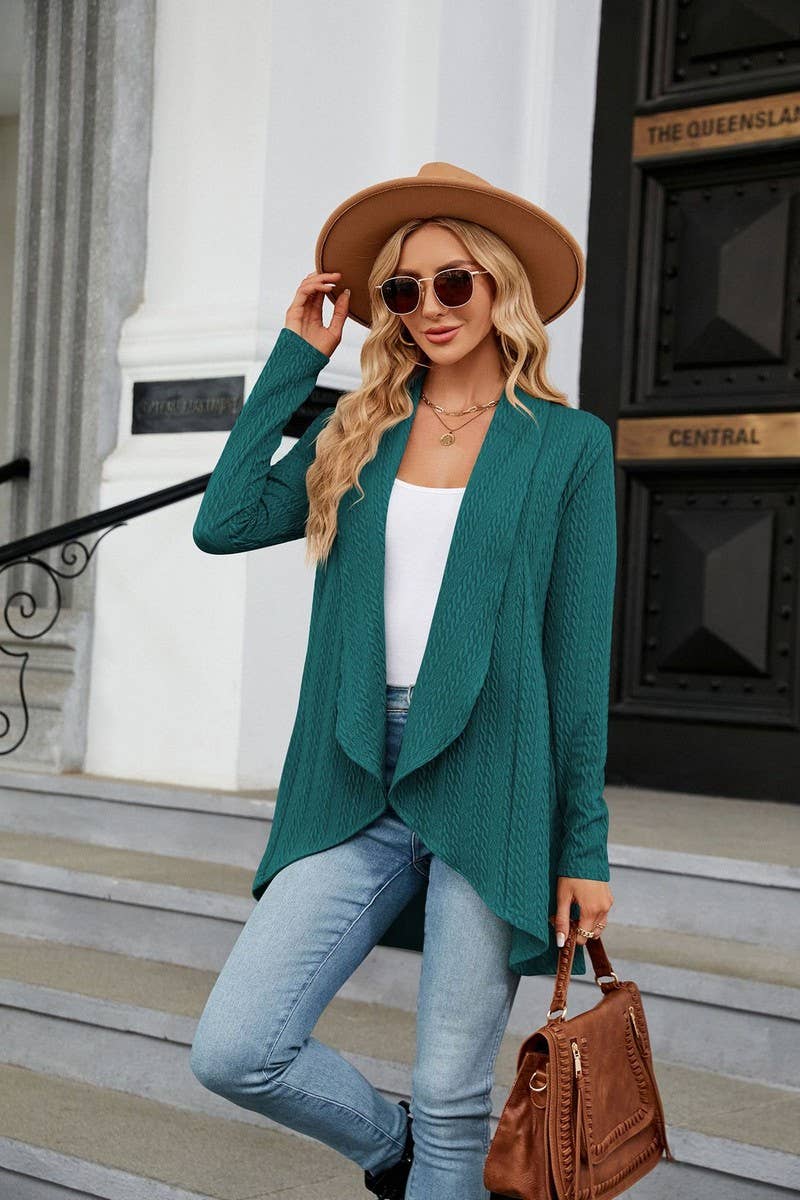 CWOCAL1936_LONG-SLEEVED SOLID COLOR LOOSE KNITTED CARDIGAN