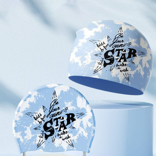 Adult Silicone Swim Cap Waterproof Stylish Print_CWMM6719