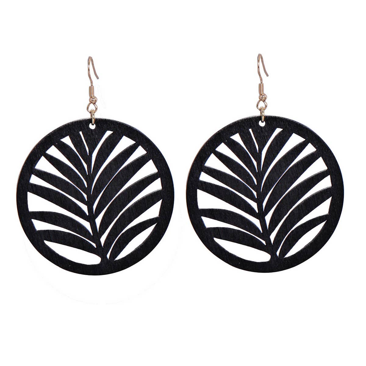 RETRO PERSONALIZED WOOD CHIP ROUND EARRINGS_CWAJE1573