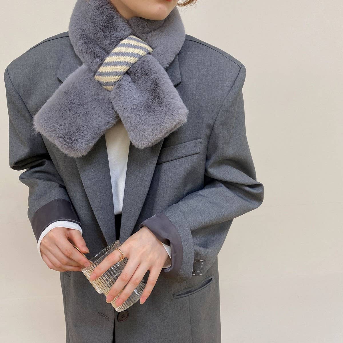 Winter new faux fur scarf women's warm collar