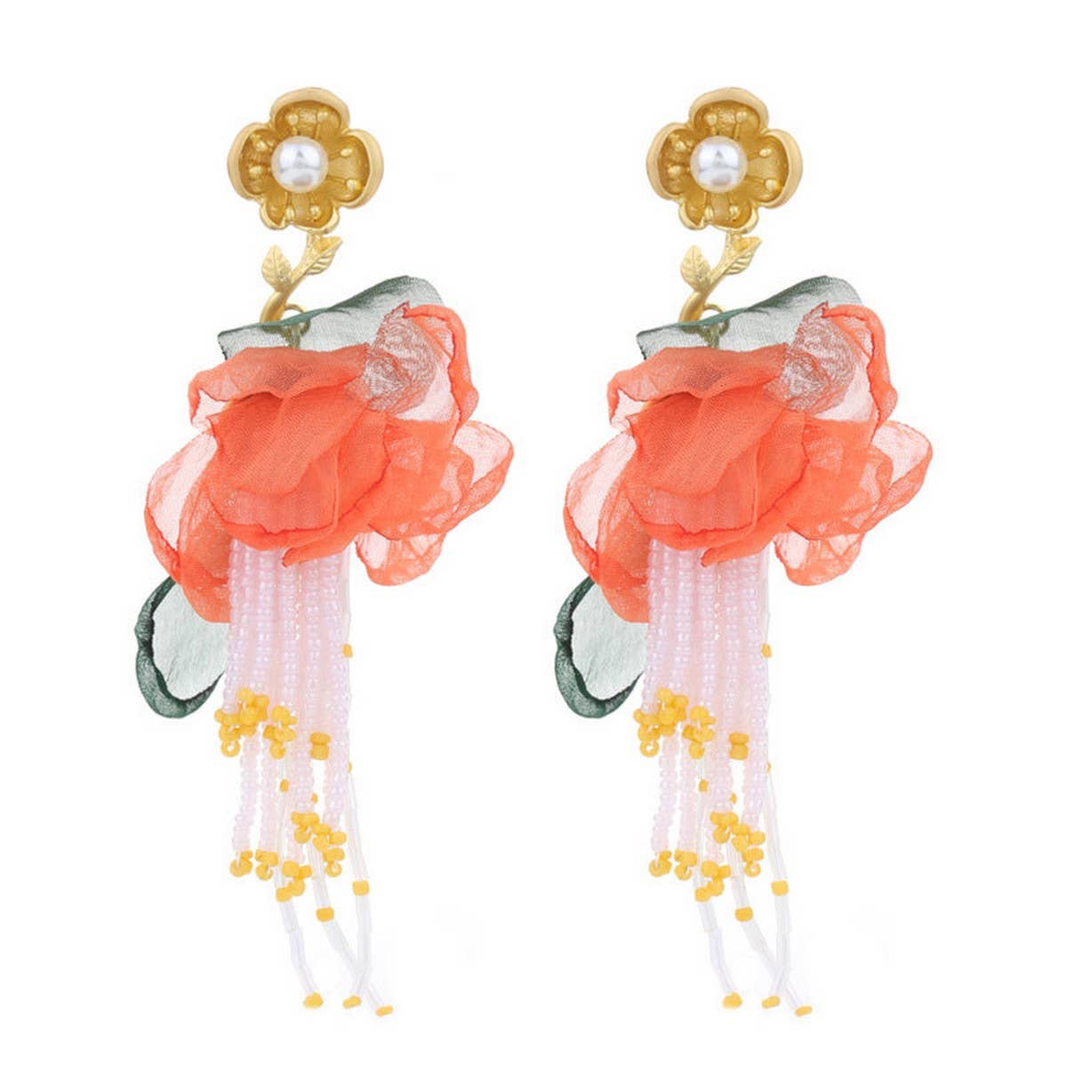 Boho Floral Tassel Earrings ??Gold Plated Design_CWMM6193